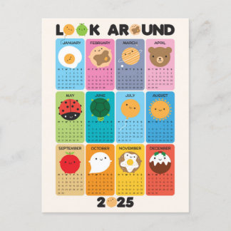 Look Around Kawaii 2025 Calendar Postcard