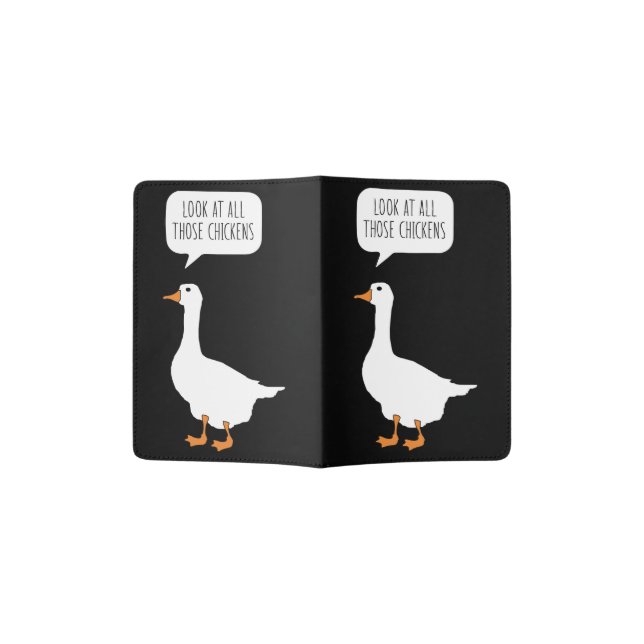 Look At All Those Chickens Funny Honk Goose Meme Passport Holder (Opened)