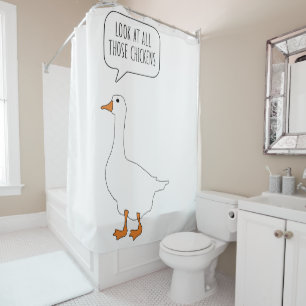 Look At All Those Chickens Funny Honk Goose Meme Shower Curtain