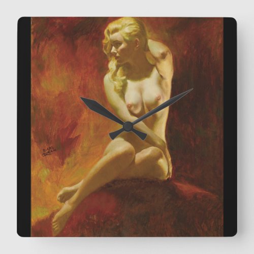 Look at me Pin Up Art Square Wall Clock