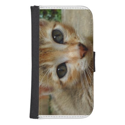 Look at me! Sweet tigered Kitten Galaxy S4 Wallet Case