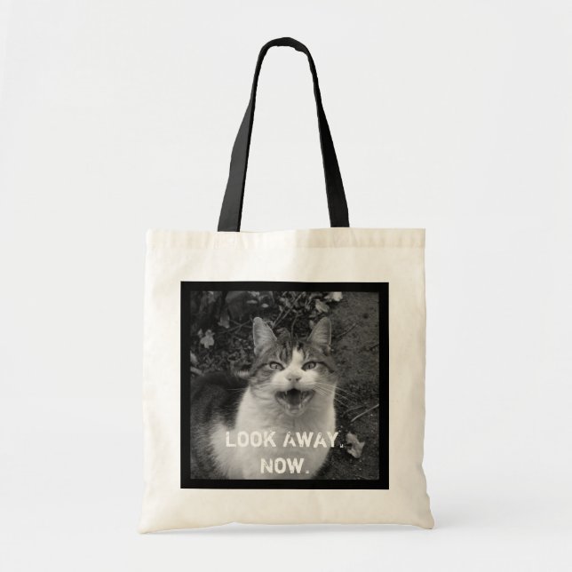 "Look Away Now" Crabby Cat Tote Bag (Front)