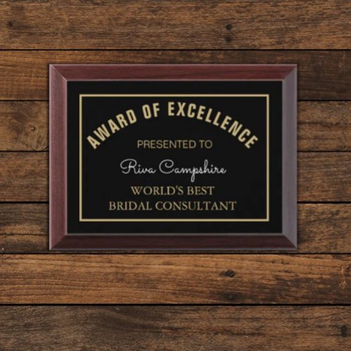 Look Best Bridal Consultant award plaque