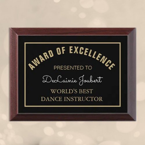 Look Best Dance Instructor award plaque