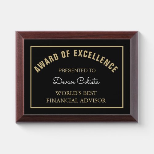 Look Best Financial advisor award plaque