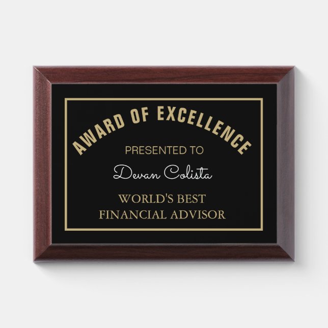 Look! Best Financial advisor award plaque (Horizontal)
