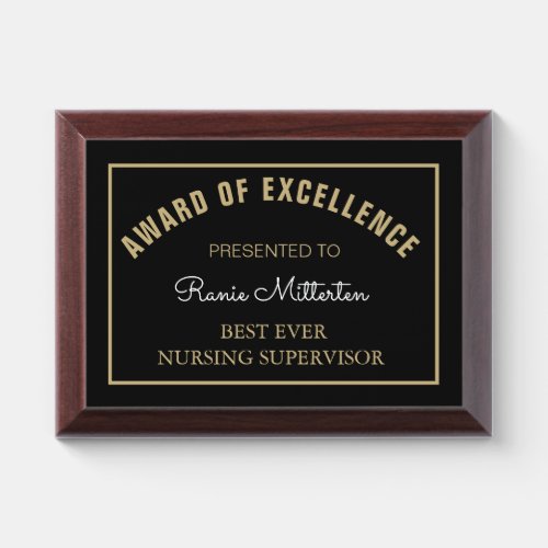 Look Best Nursing Supervisor award plaque