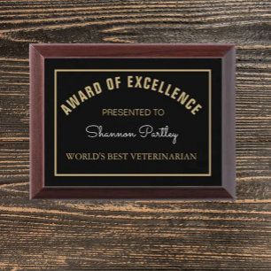 Look! Best Veterinarian award plaque