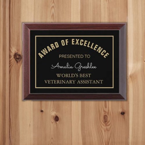 Look Best Veterinary assistant award plaque