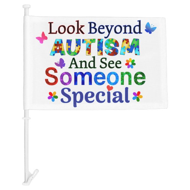Look Beyond AUTISM Car Flag (Front)