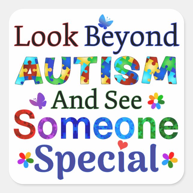 Look Beyond AUTISM Square Sticker (Front)