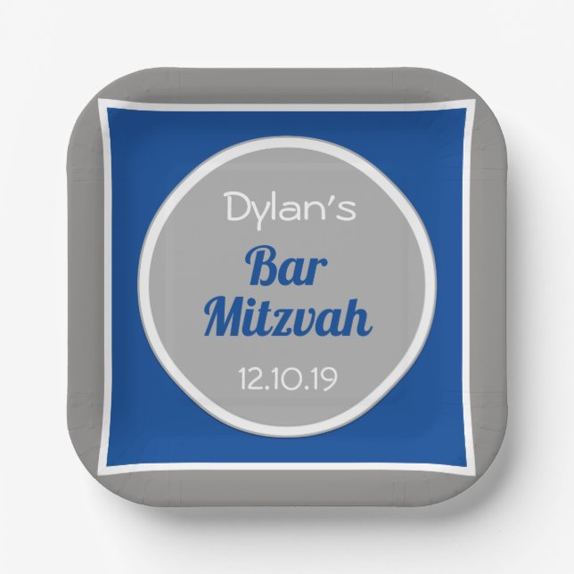 Look! Custom Bar Mitzvah  Paper Plates (Front)