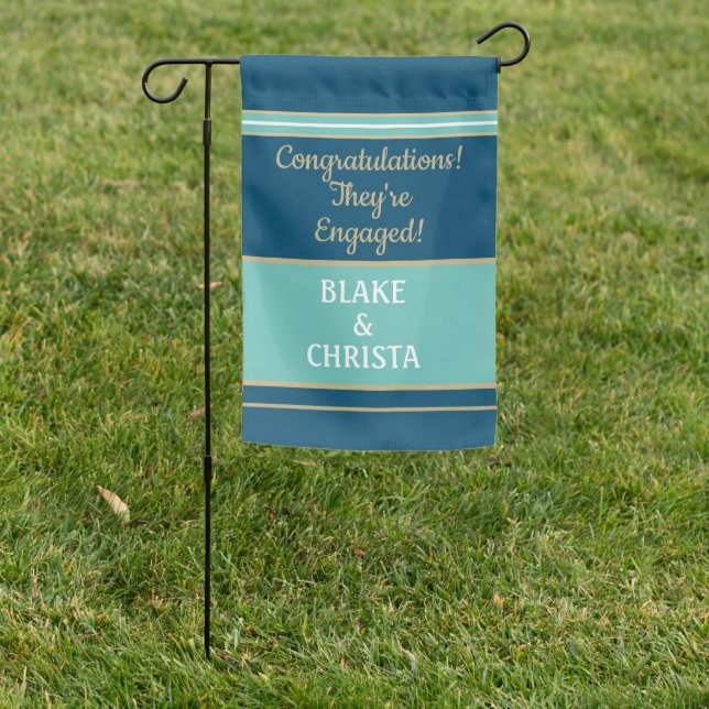 LOOK! Custom Engagement Party Garden Flag (In SItu)