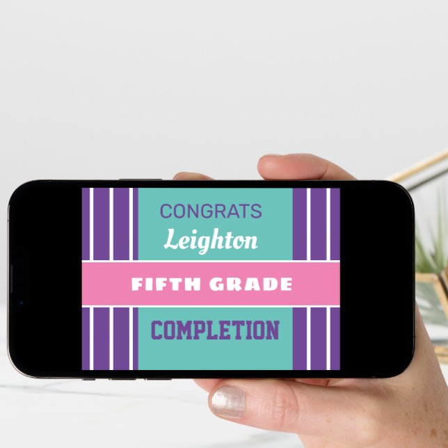 Look! Custom Fifth grade completion card! Card (Front Digital)