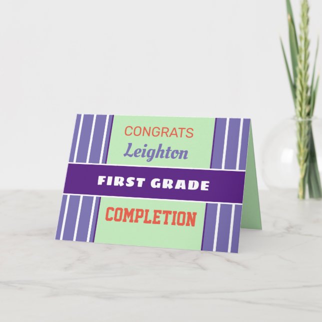 Look! Custom First grade completion card! Card (Front)