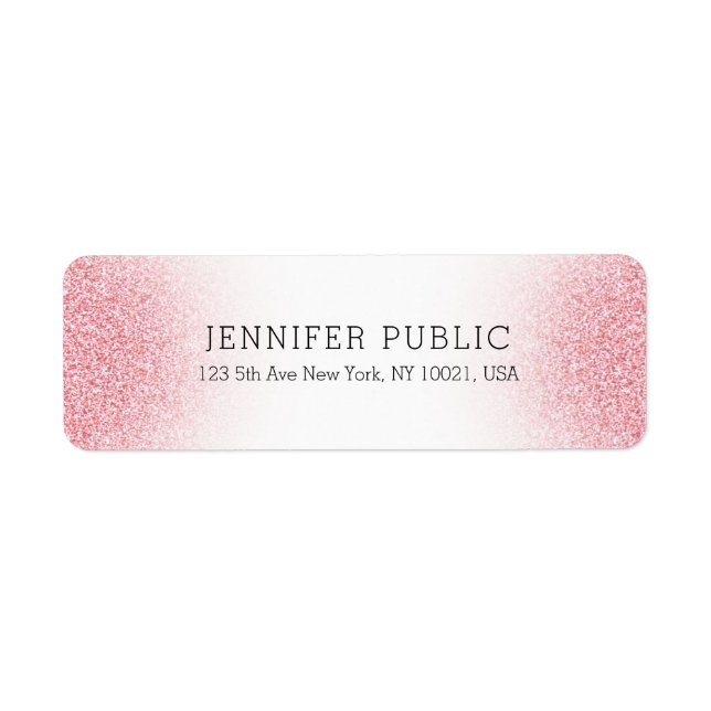 Look Elegant Template Pink Rose Gold Glitter White Label (Front)
