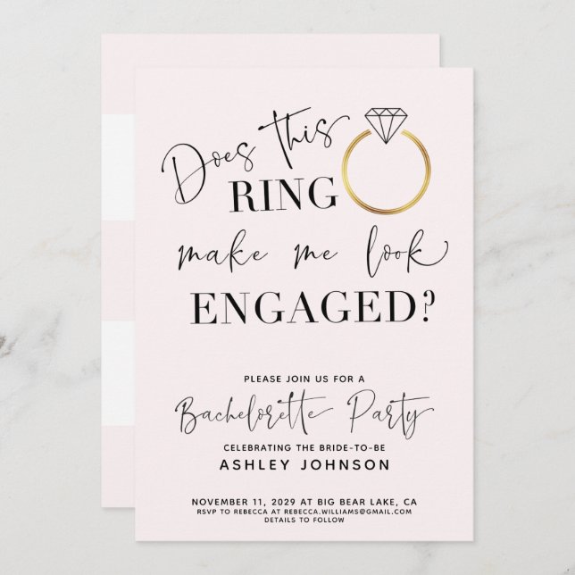 Look Engaged Future Mrs Ring Bachelorette Party Invitation (Front/Back)