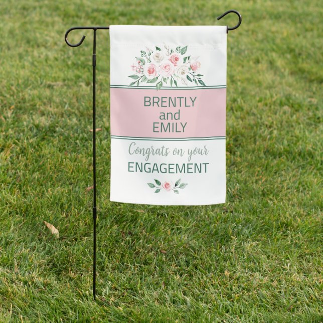 Look! Engagement party garden flag/sign Garden Fla Garden Flag (In SItu)