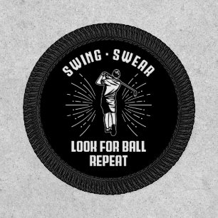 Look for Ball Repeat Golf Nerd Vintage Golfing Pun Patch