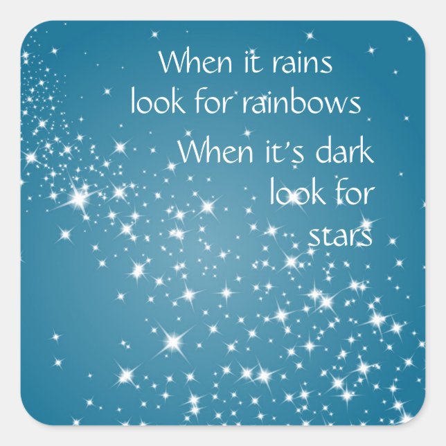 Look for Stars When Dark Inspirational Quote Square Sticker (Front)
