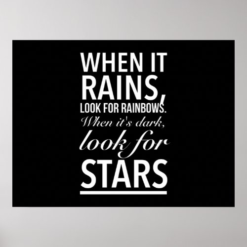 Look for the stars inspirational quote white poster