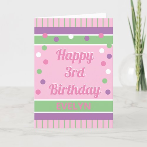 Look Happy  3rd birthday customized card
