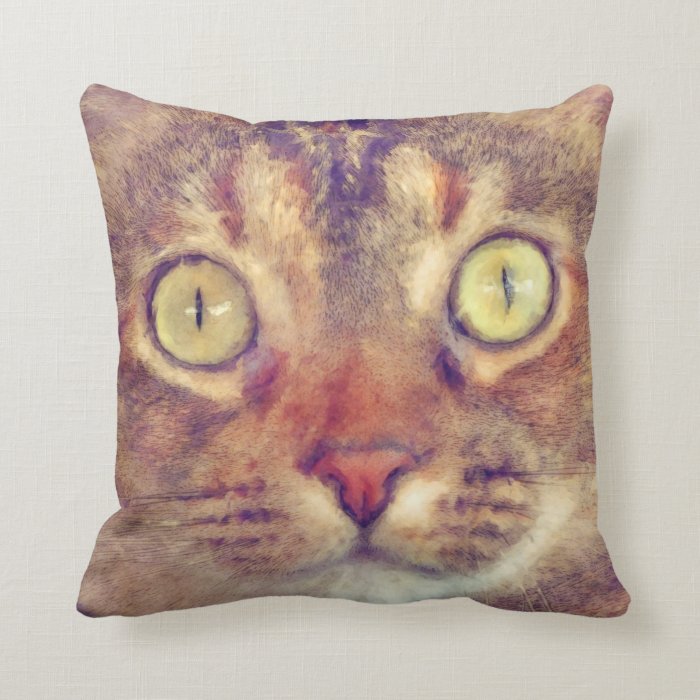 Look Into My Eyes Kitty Face Throw Pillow