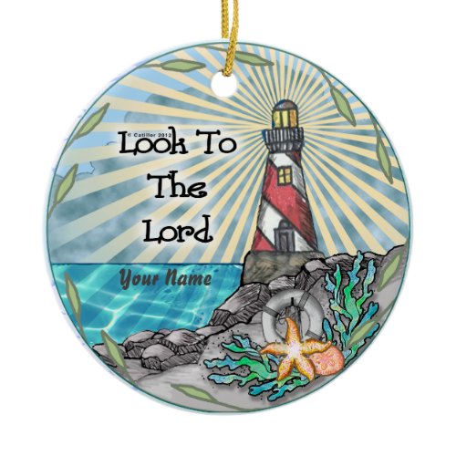 Look Lighthouse Christian Ceramic Ornament