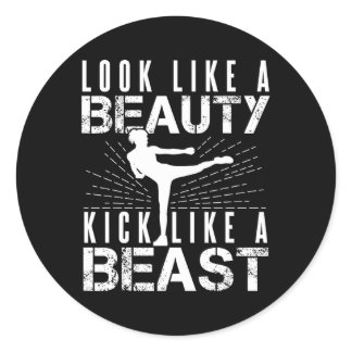 Look Like Beauty Kick Like Beast Kickboxer Athleti Classic Round Sticker