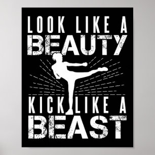 Look Like Beauty Kick Like Beast Kickboxer Athleti Poster