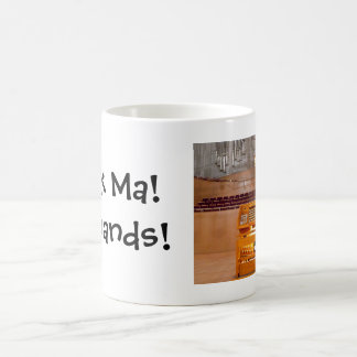 Look ma! No hands! organ console mug