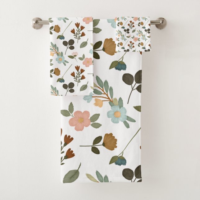 Look of Embroidery Wildflowers Bath Towel Set (Insitu)