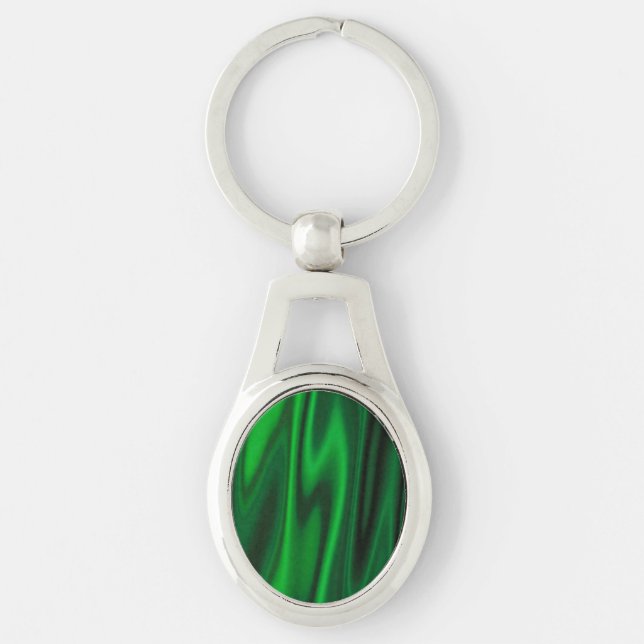 Look of Smooth 0f Emerald Green Satin Fabric Keychain (Front)
