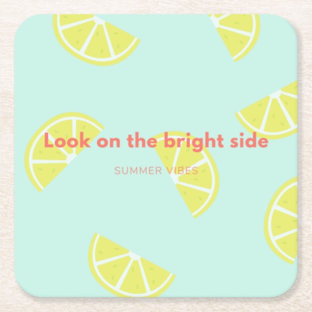 Look on the bright side! autolufterfrischer quadra square paper coaster (Front)