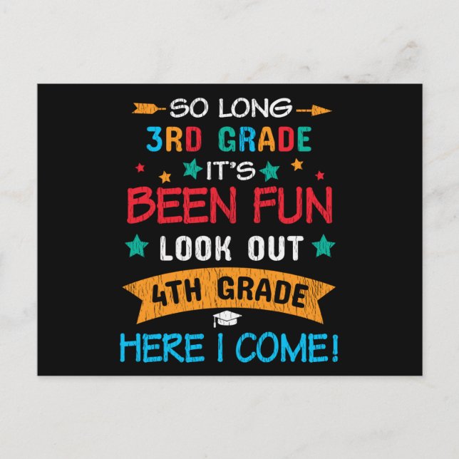 Look Out 4th Grade Here I Come Back To School Kids Postcard (Front)