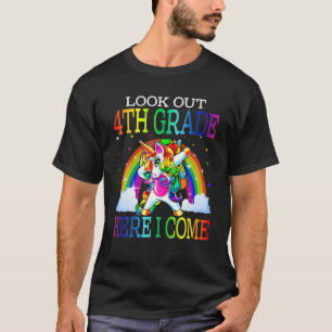 Look Out 4Th Grade Here I Come Unicorn Back To Sch T-Shirt