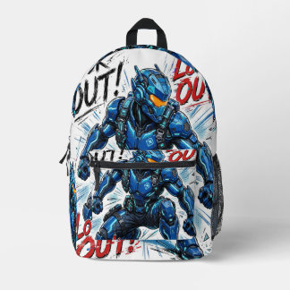 Look Out Cyber Commando Techwear Streetwear Printed Backpack