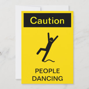 "Look Out! People Dancing" Caution Sign Parody Note Card