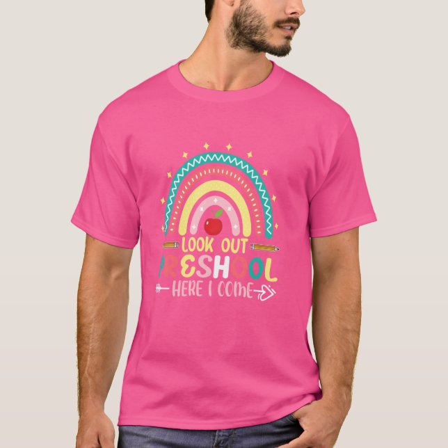 Look Out Preschool Here I Come Back To School Rain T-Shirt (Front)