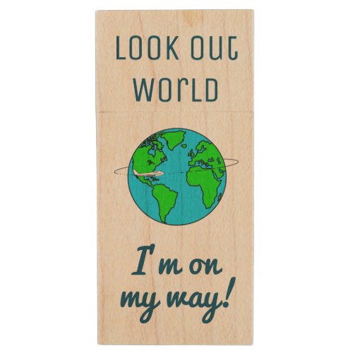 Look Out World Wood USB Flash Drive