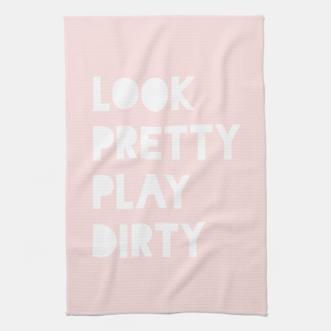 Look Pretty Funny Slogan Blush Pink Towel (Vertical)