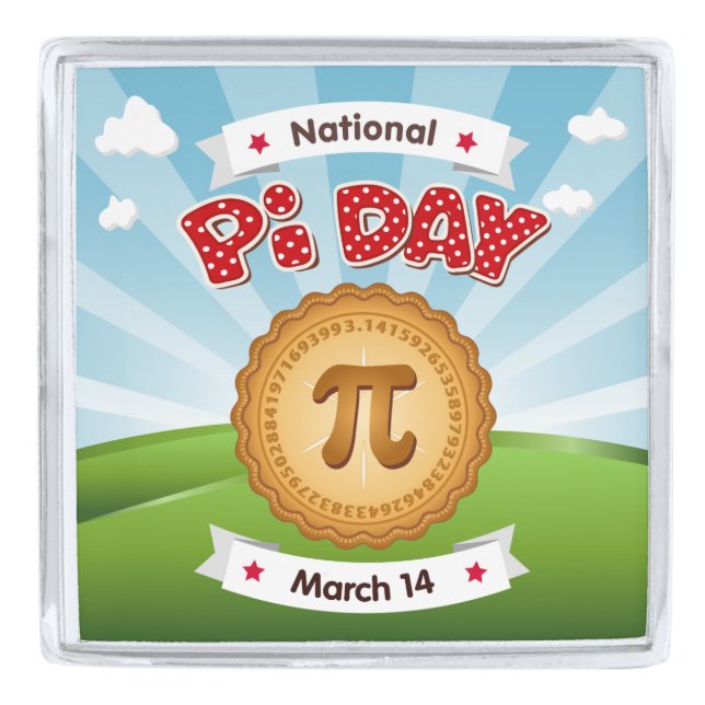 Look Sharp on Pi Day Silver Finish Lapel Pin (Front)