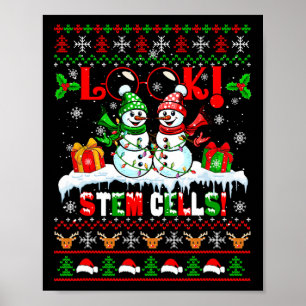 Look! Stem Cells Xmas Snow Couple Snowmen Science  Poster