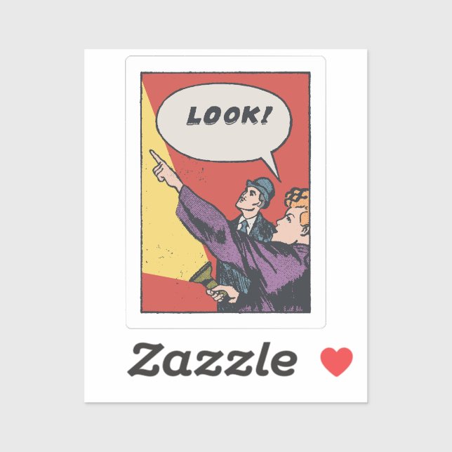 LOOK! The Thing in the Sky • Golden Era Comic Art Sticker (Sheet)