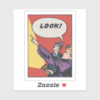 LOOK! The Thing in the Sky • Golden Era Comic Art Sticker