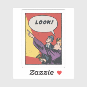 LOOK! The Thing in the Sky • Golden Era Comic Art Sticker