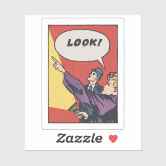 LOOK! The Thing in the Sky • Golden Era Comic Art Sticker