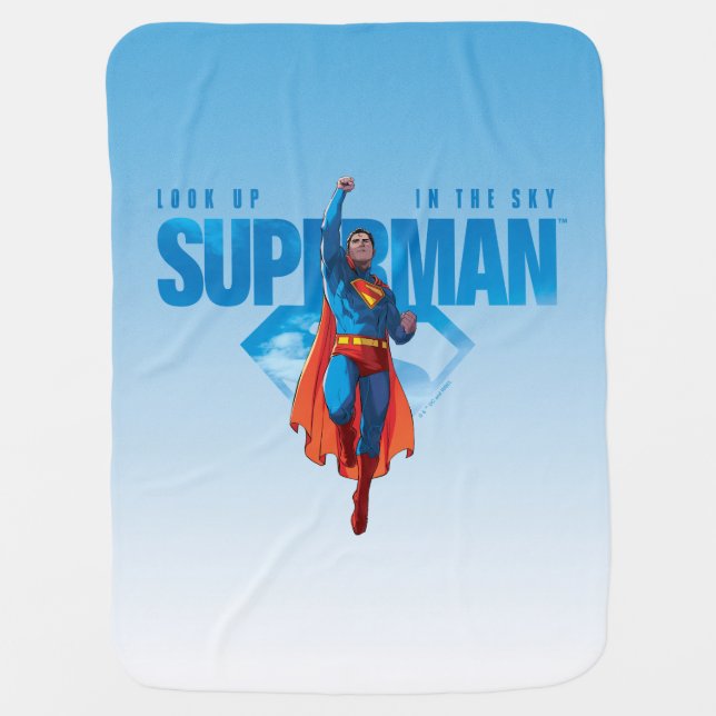 Look Up It’s Superman Baby Blanket (Front)