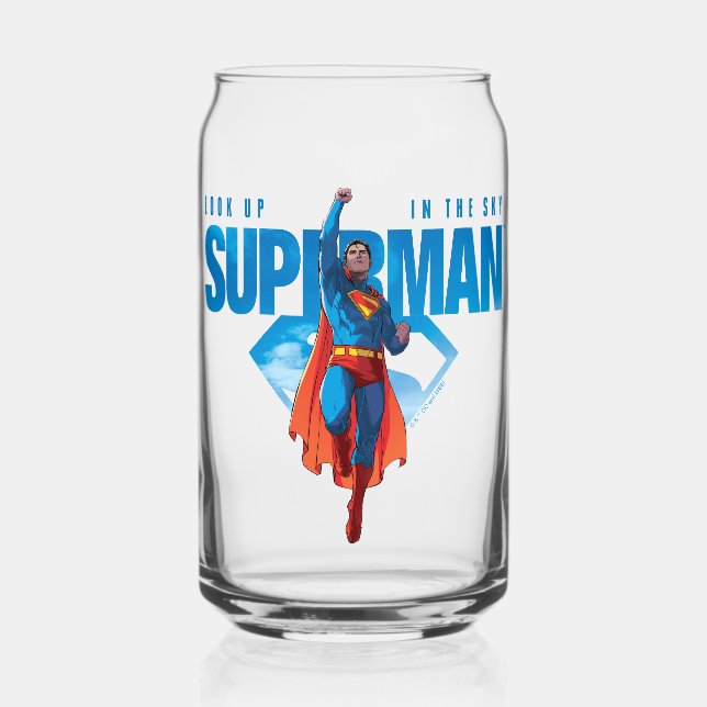 Look Up It’s Superman Can Glass (Front)