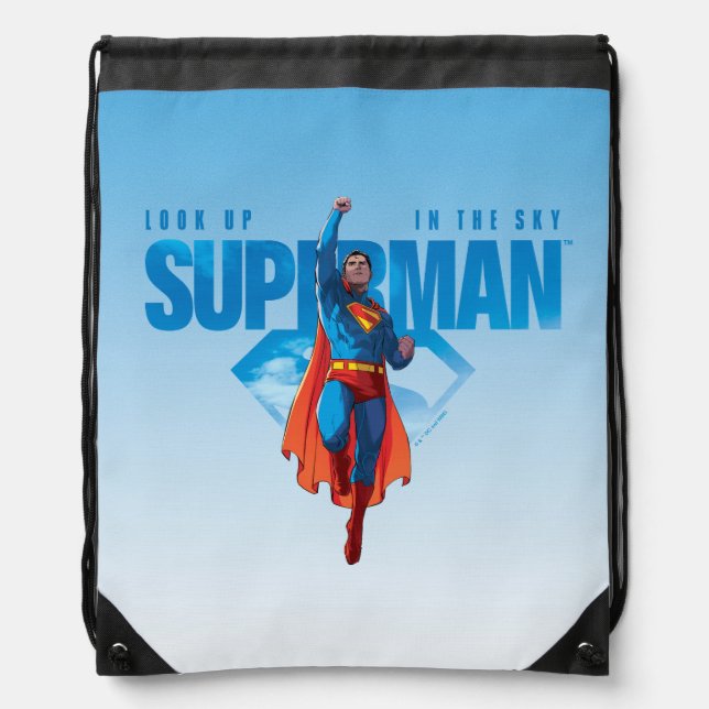 Look Up It’s Superman Drawstring Bag (Front)